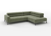 Kalmar Ecksofa in L-Form in Feincord Oliv, Ecke rechts