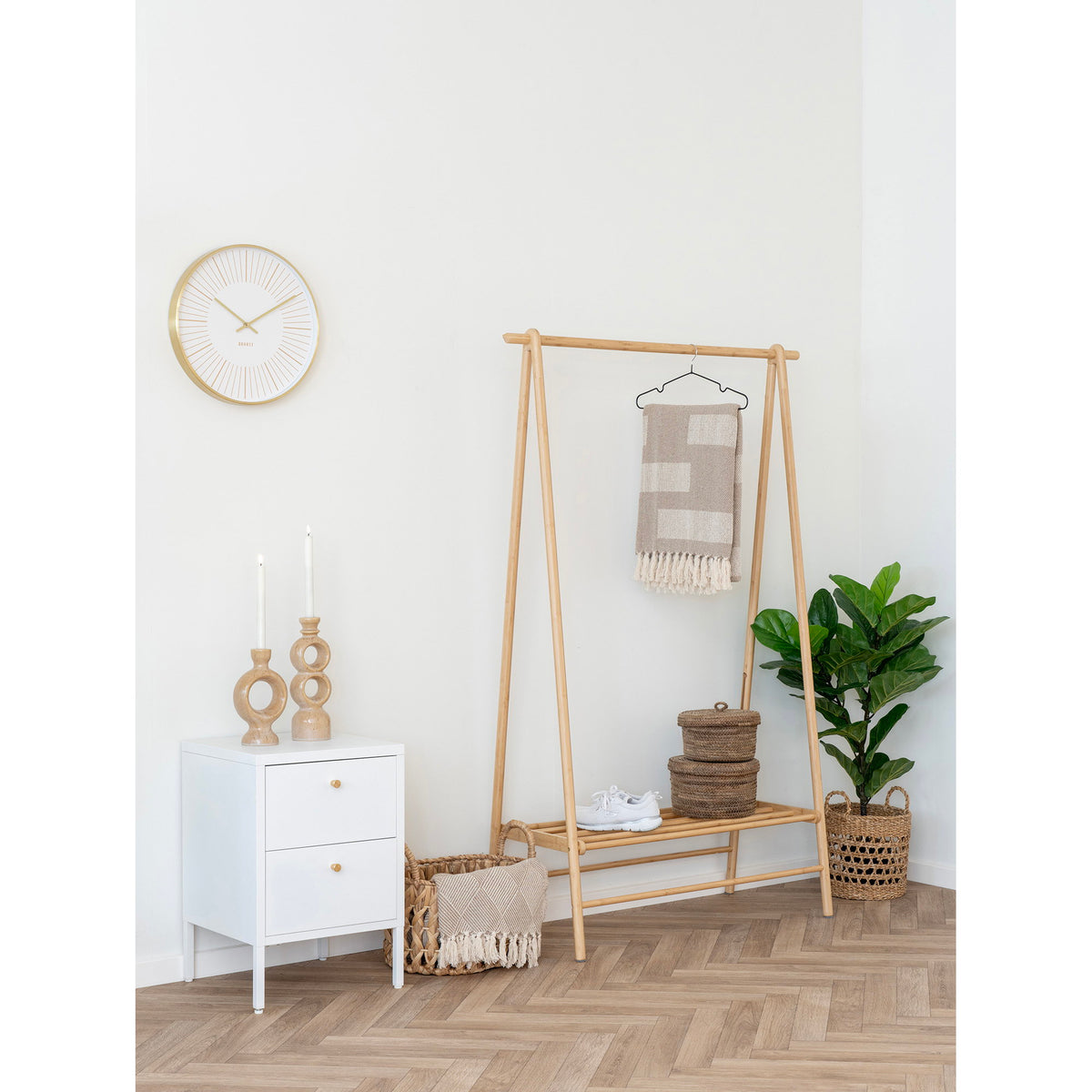 Inka Kleiderständer – Bambus Natur, 104 × 46 × 164 cm – Ansicht 6