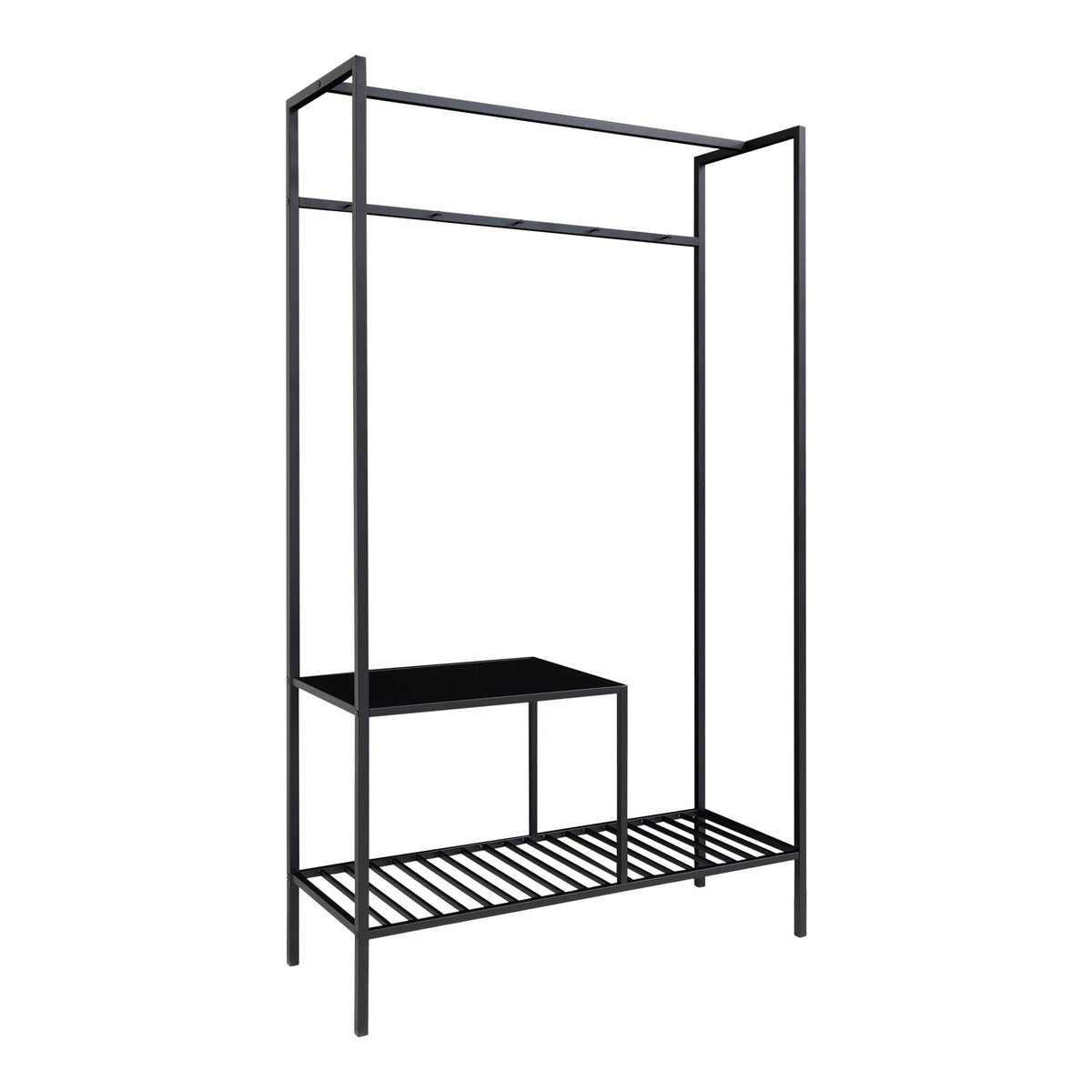 Sami Kleiderschrank – Schwarz, Gestell Schwarz, 101 × 38 × 170 cm – Ansicht 2