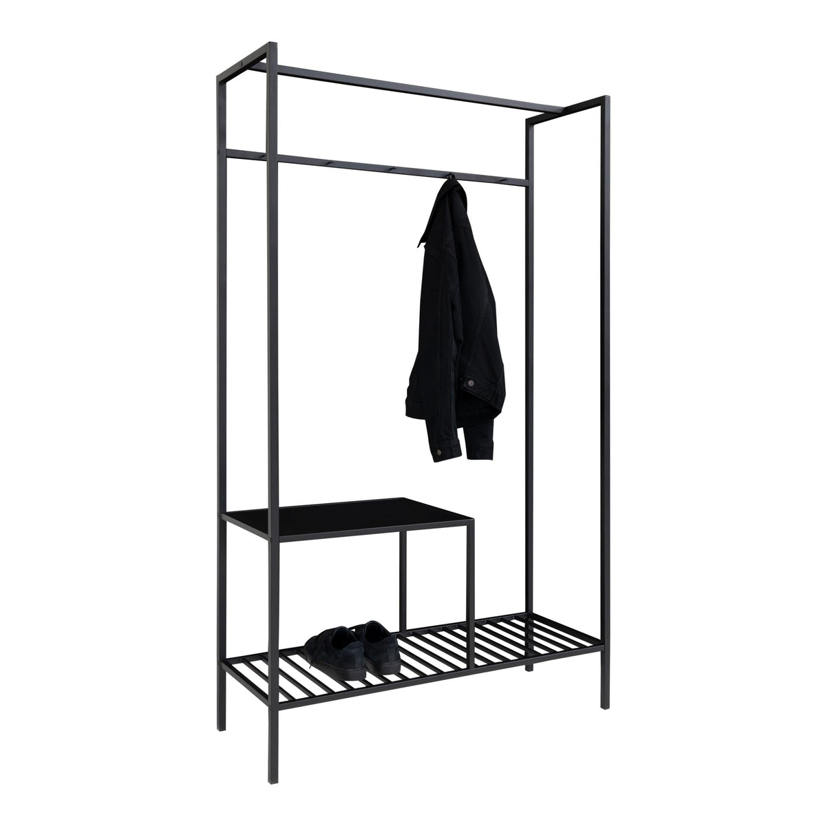 Sami Kleiderschrank – Schwarz, Gestell Schwarz, 101 × 38 × 170 cm – Ansicht 4