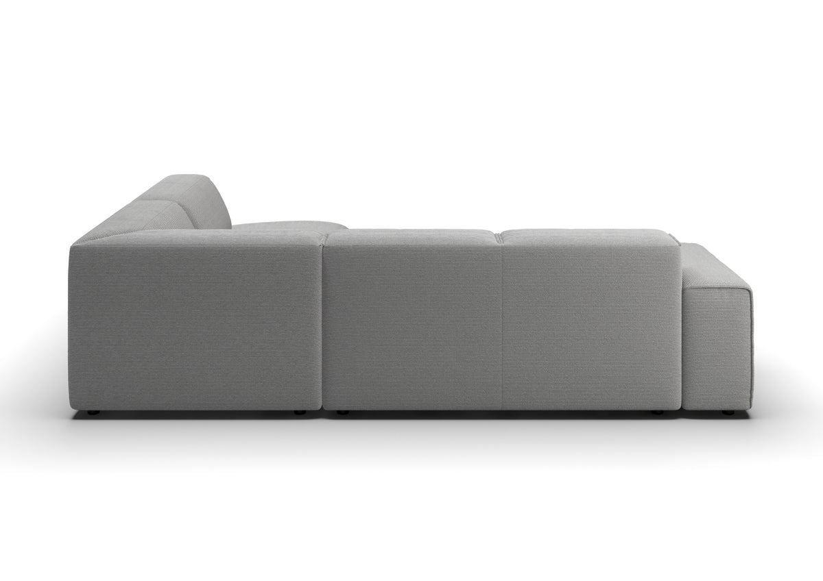 Lund Ecksofa in L-Form in Feincord Grau, Ecke rechts – Rückansicht