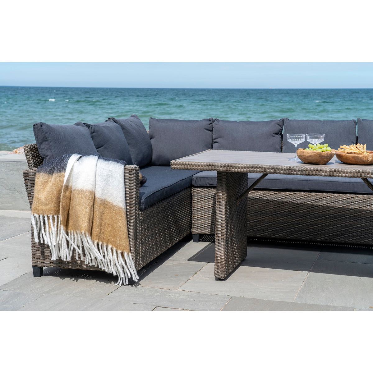 Edith Plaid – Schwarz/Weiß/Braun, 130 × 170 cm – Ansicht 2