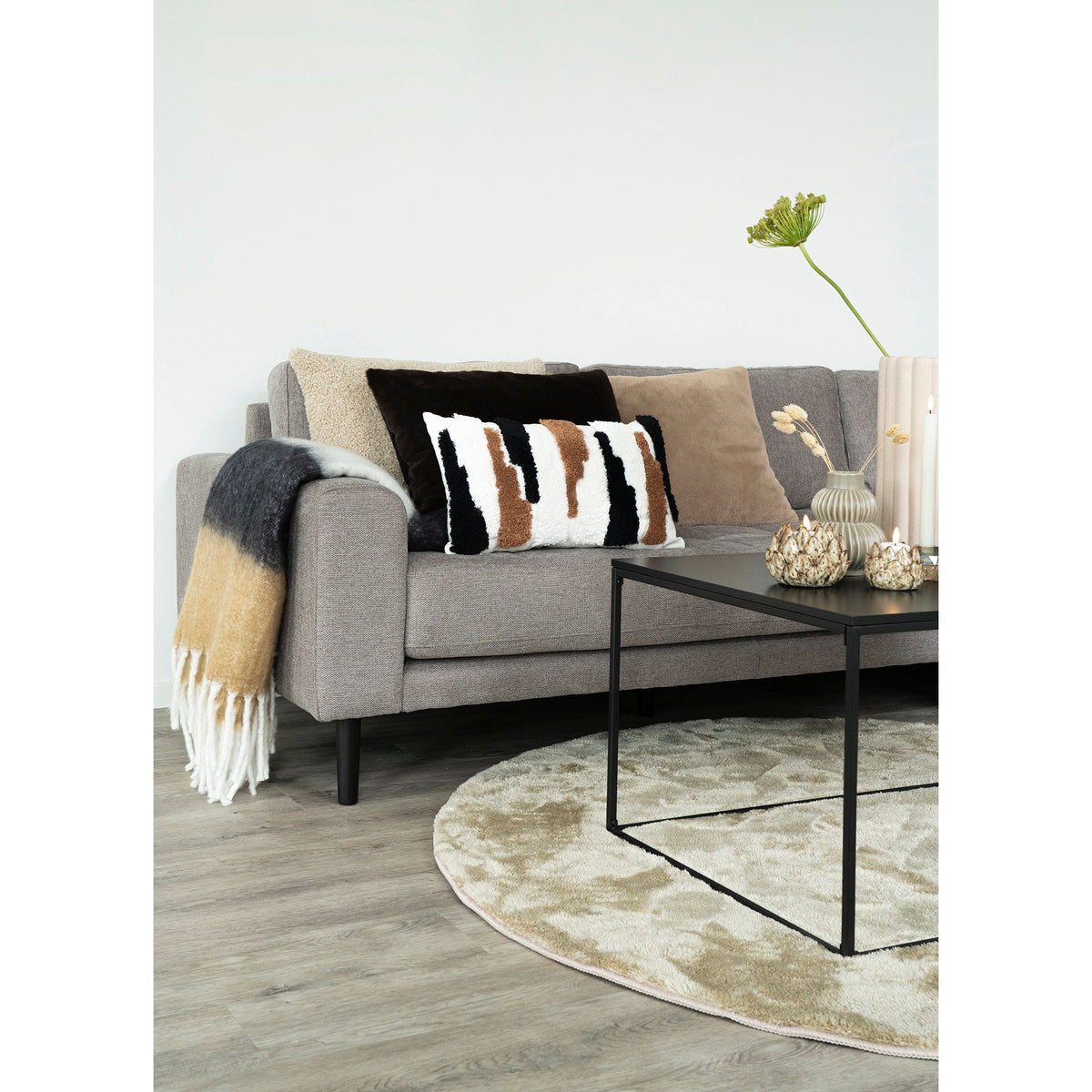 Edith Plaid – Schwarz/Weiß/Braun, 130 × 170 cm – Ansicht 3