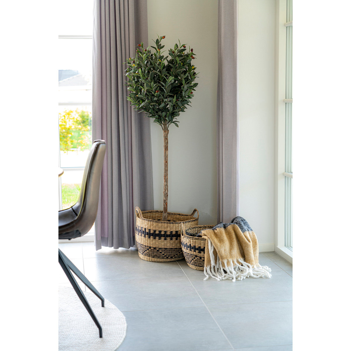 Edith Plaid – Schwarz/Weiß/Braun, 130 × 170 cm – Ansicht 4