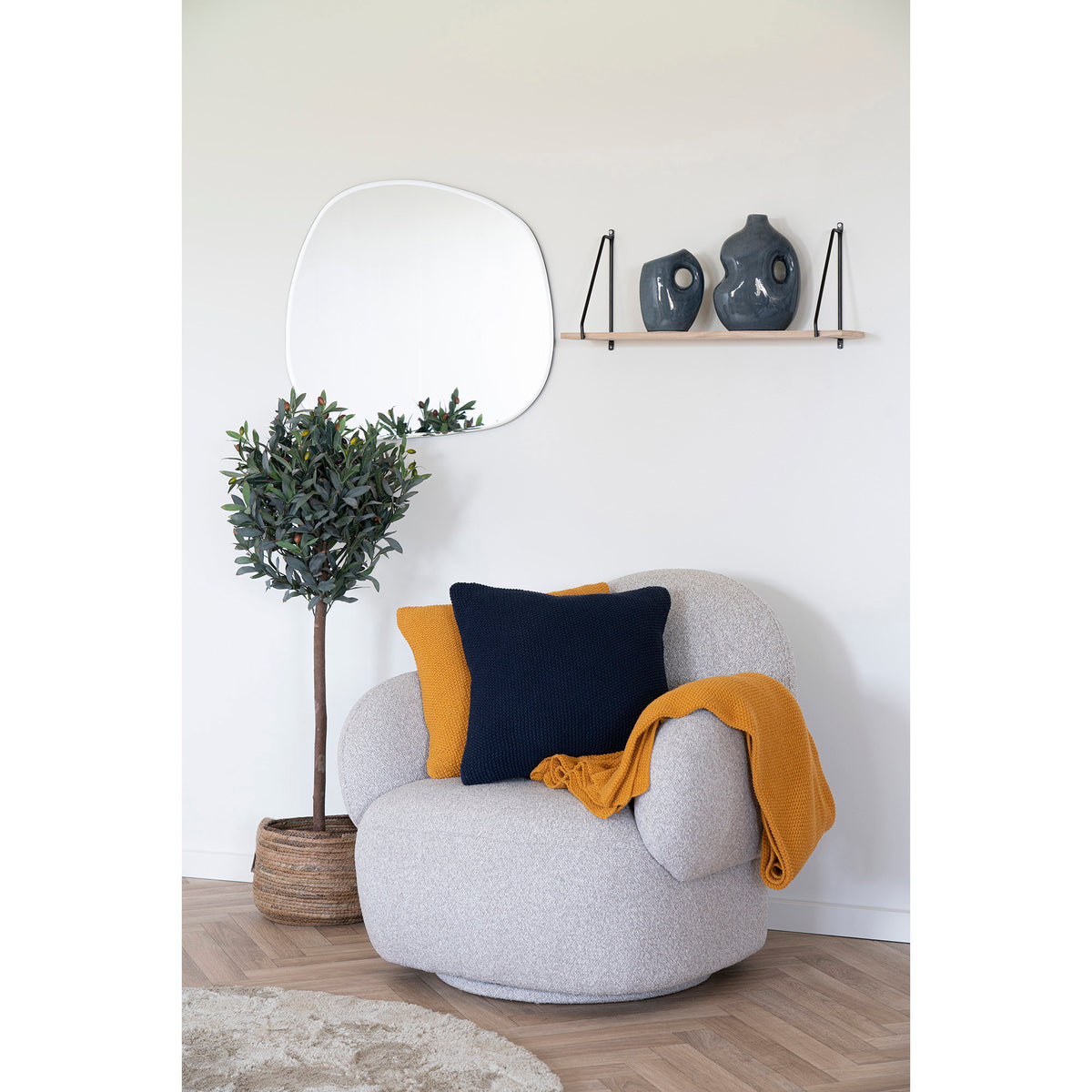 Lilo Plaid – Recycling-Baumwolle Ocker, 130 × 170 cm – Ansicht 3