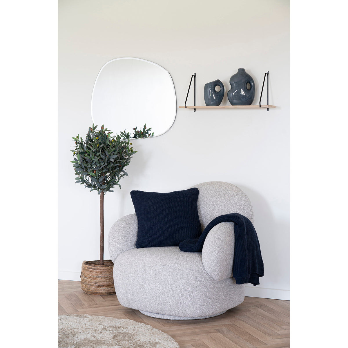 Lilo Plaid – Recycling-Baumwolle Dunkelblau, 130 × 170 cm – Ansicht 3