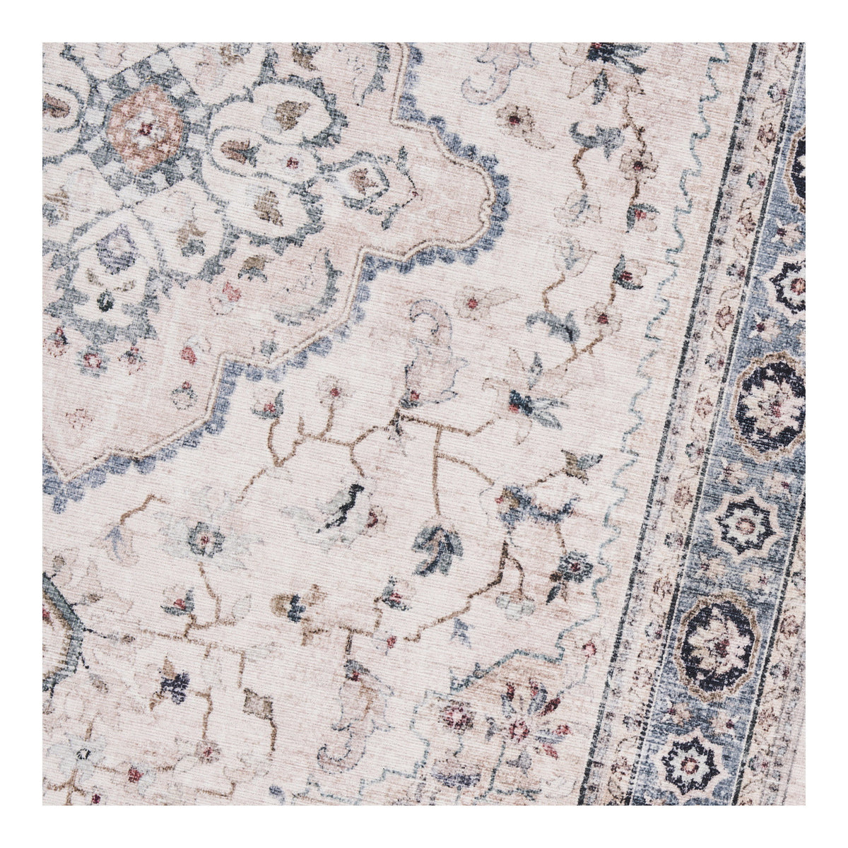 Oona Läufer – Cremeweiß/Beige/Staubblau, 80 × 200 cm – Ansicht 2