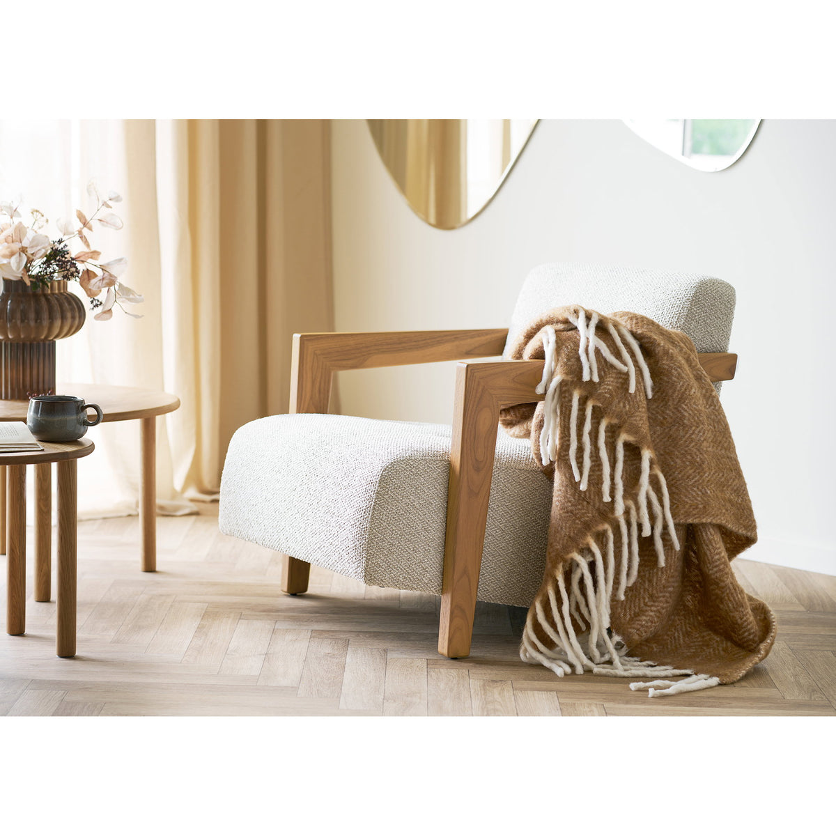 Dagny Plaid – Wollmischung Hellbraun, 130 × 170 cm – Ansicht 2