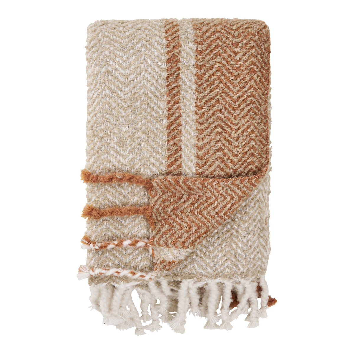 Odette Plaid – Beige/Goldorange, 130 × 180 cm von Luiva Living