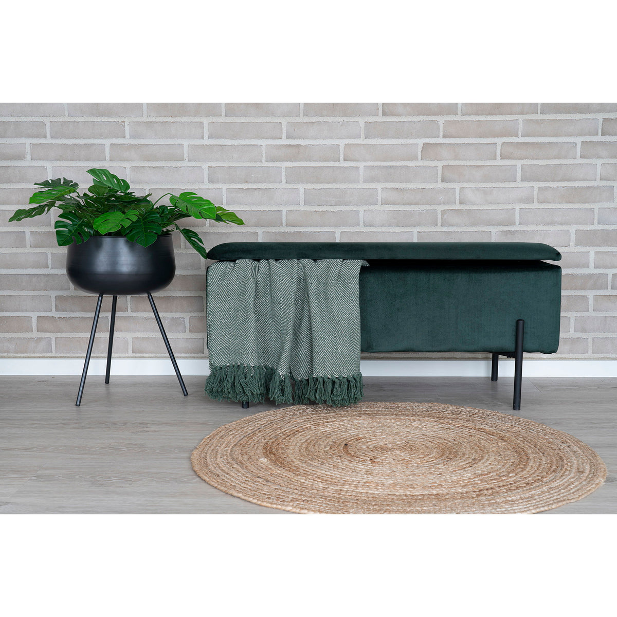 Signe Teppich rund – Jutegeflecht Natur, ø 90 cm – Ansicht 5