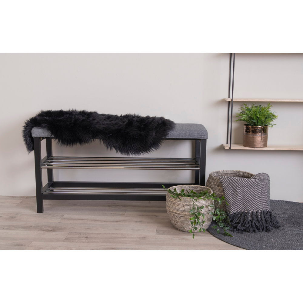 Kunstfell in Lammfell-Optik – Schwarz, 50 × 85 cm – Ansicht 2