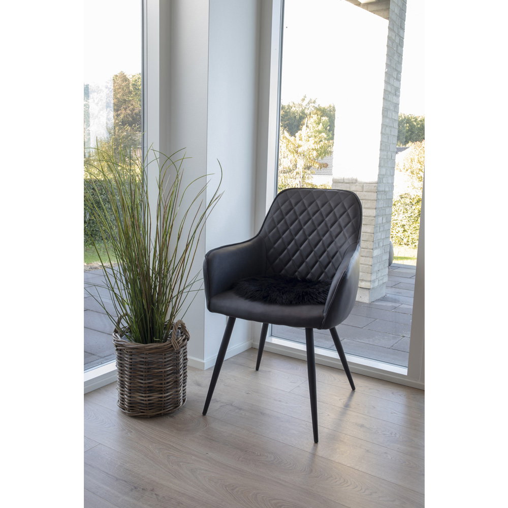 Sitzauflage in Lammfell-Optik – Schwarz, ø 35 cm – Ansicht 2