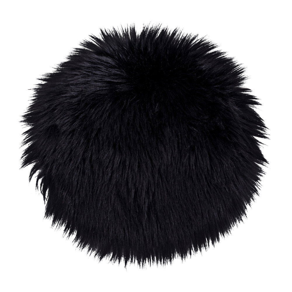 Sitzauflage in Lammfell-Optik – Schwarz, ø 35 cm von Luiva Living