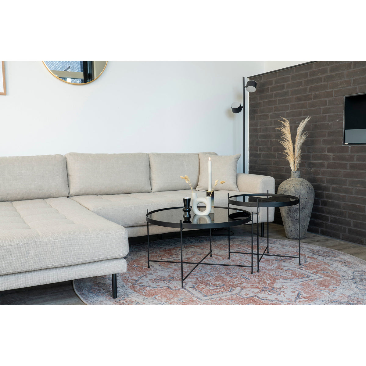 Oona Teppich rund – Orange/Blau, ø 200 cm – Ansicht 3