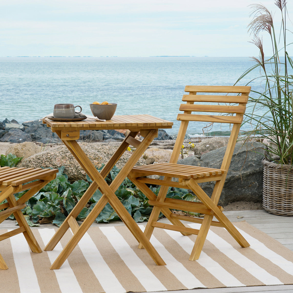 Oiva Outdoor-Teppich – Recycling-Kunststoff Beige/Cremeweiß, 140 × 200 cm – Ansicht 3