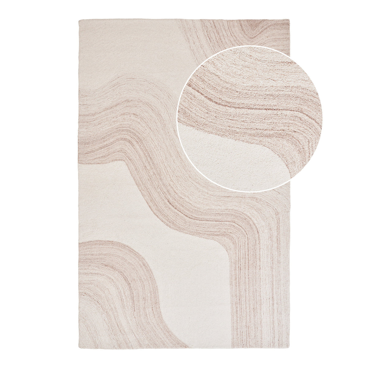 Pepe Teppich – Handgetuftet Hellbraun/Elfenbein, 200 × 300 cm von Luiva Living