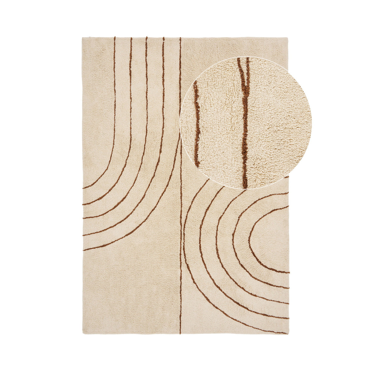 Cedric Teppich – Baumwolle, bedruckt Beige, 160 × 230 cm – Ansicht 2