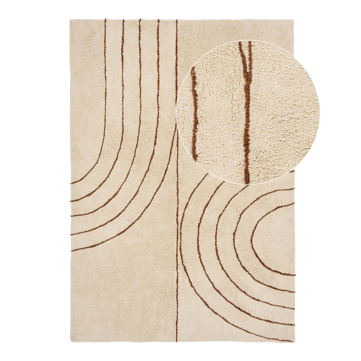 Cedric Teppich – Baumwolle, bedruckt Beige, 200 × 300 cm – Ansicht 2