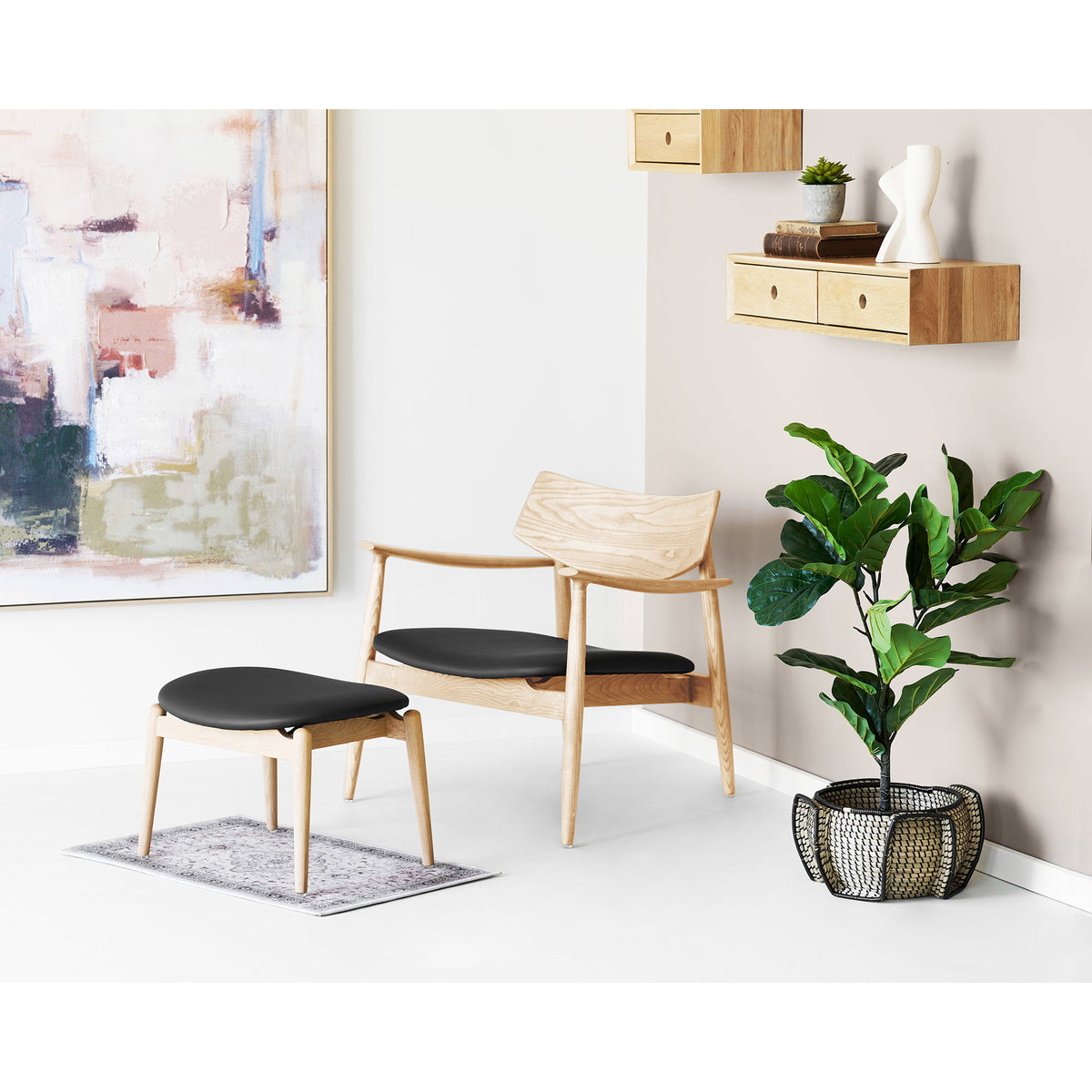 Oona Fußmatte – Polyester Cremeweiß/Beige/Staubblau, 50 × 80 cm – Ansicht 3