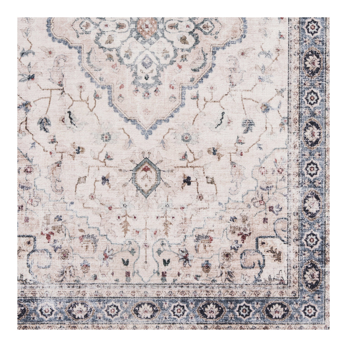 Oona Fußmatte – Polyester Cremeweiß/Beige/Staubblau, 50 × 80 cm – Ansicht 2