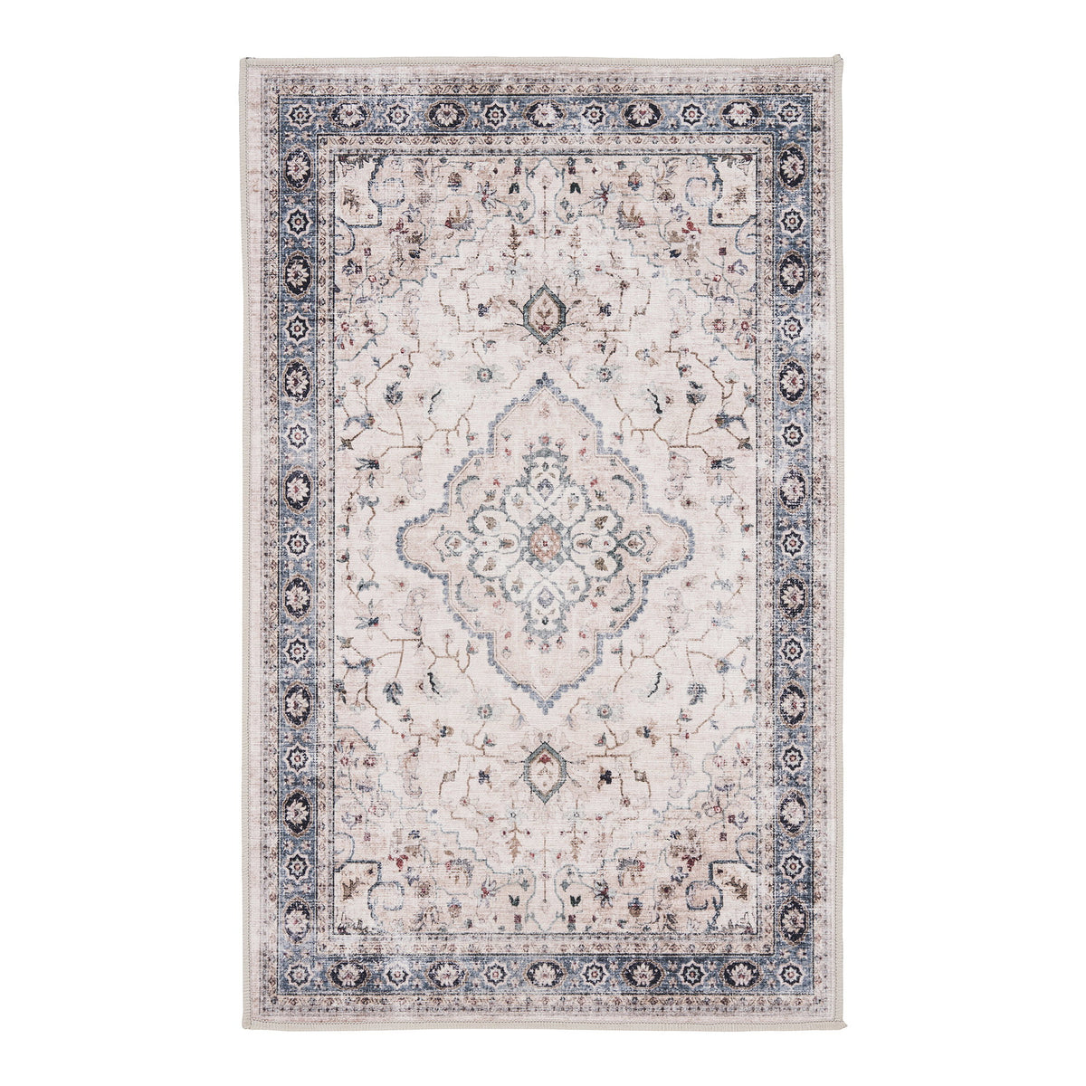 Oona Fußmatte – Polyester Cremeweiß/Beige/Staubblau, 50 × 80 cm von Luiva Living