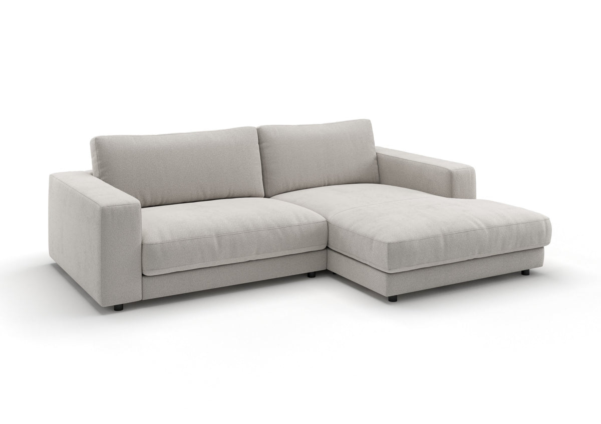 Skagen Ecksofa mit Longchair in Feincord Weiß, Longchair rechts