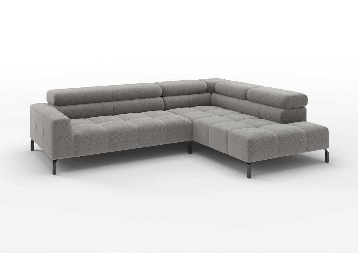 Kalmar Ecksofa in L-Form in Feincord Grau, Ecke rechts