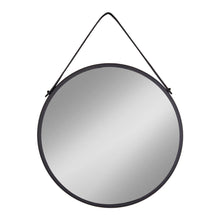 Raik Wandspiegel rund – Stahl/Kunstleder Schwarz, ø 60 cm von Luiva Living
