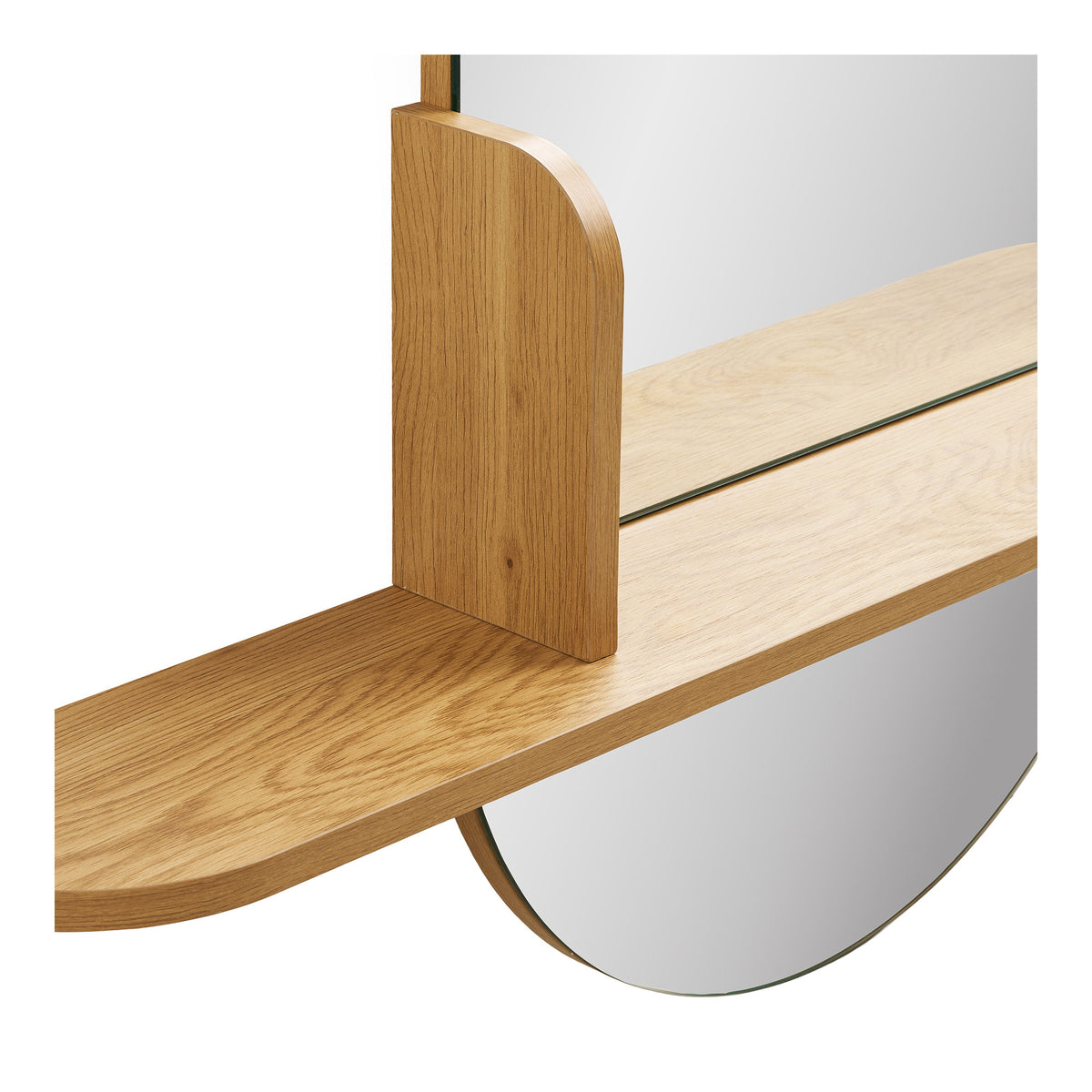 Simon Wandspiegel mit Ablage – Eichenoptik Natur, 92 × 15 × 94,5 cm – Ansicht 3