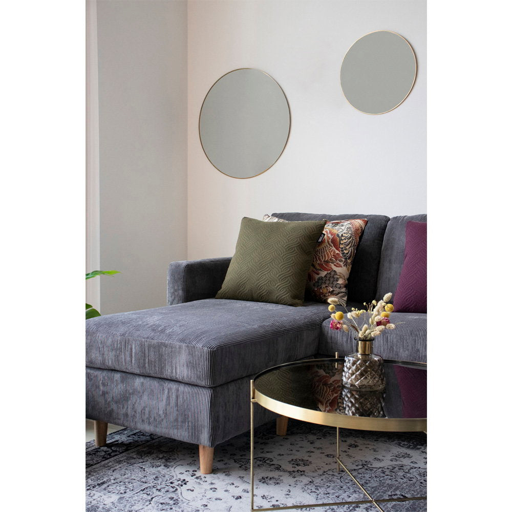 Lucy Wandspiegel rund – Stahl Messingoptik, ø 60 cm – Ansicht 5
