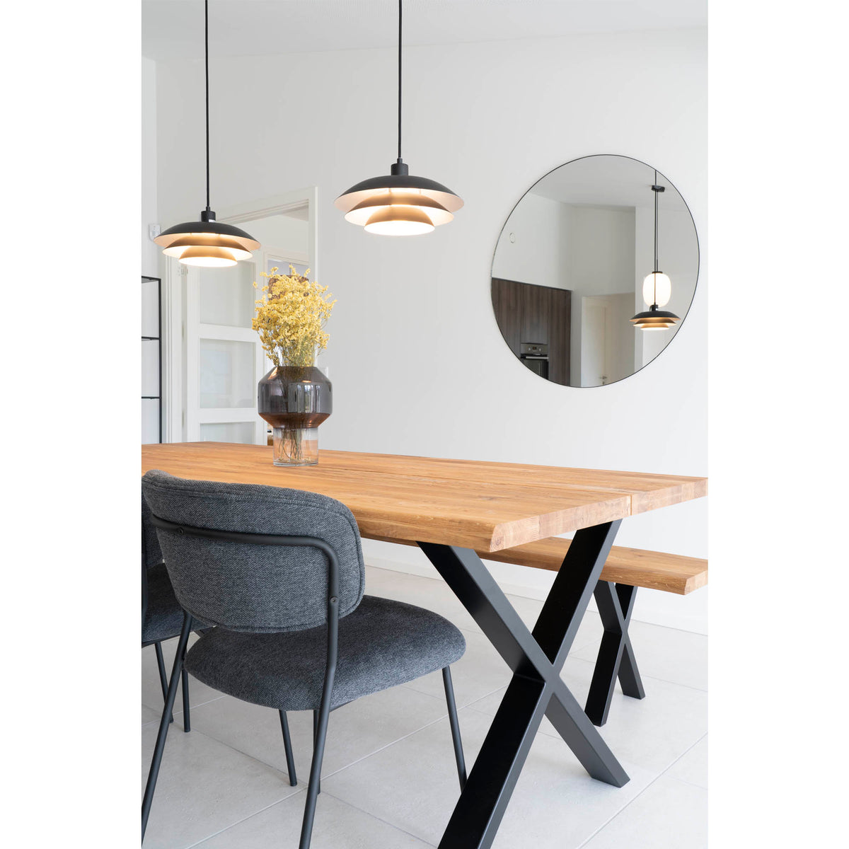 Lucy Wandspiegel rund – Stahl Schwarz, ø 100 cm – Ansicht 5
