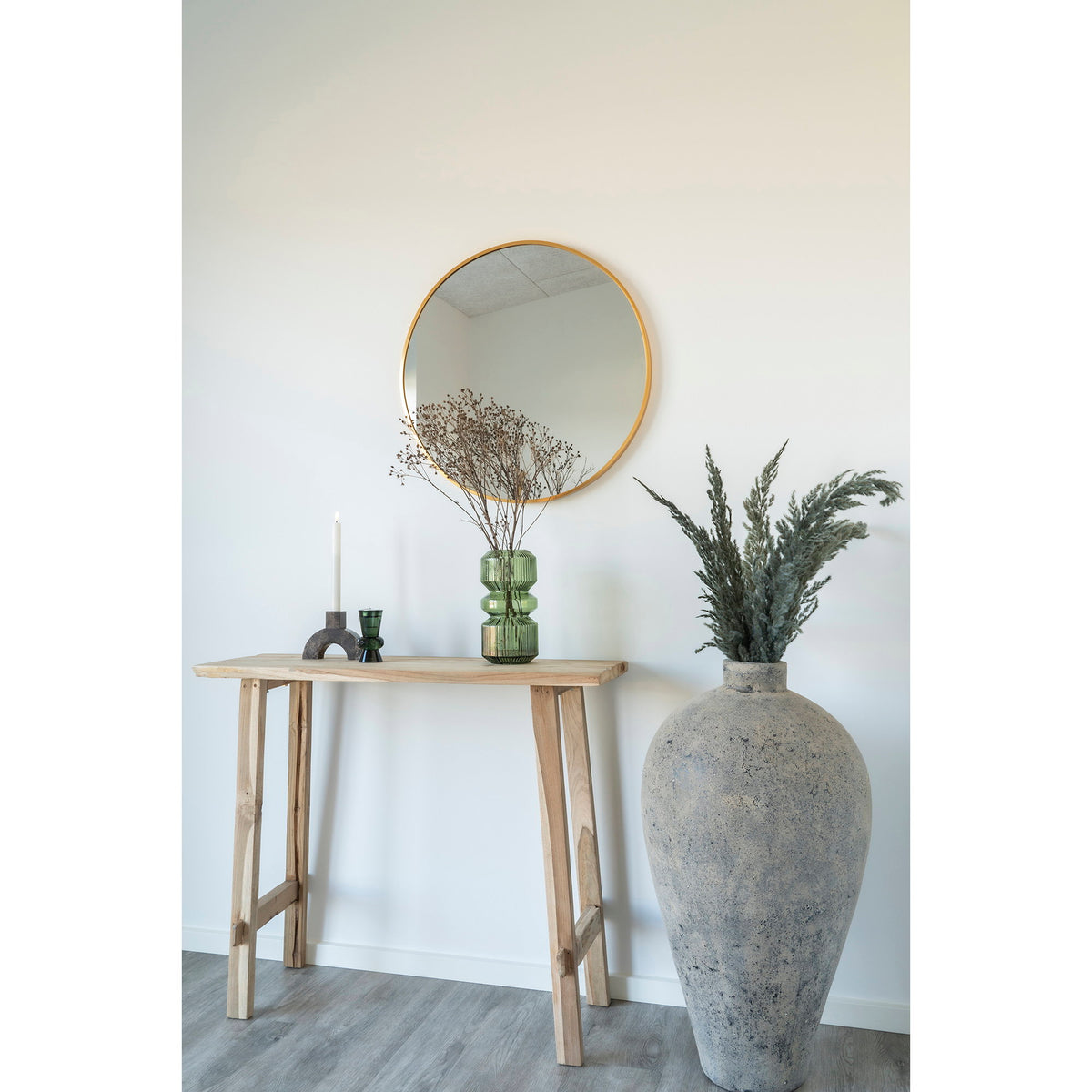 Tamme Wandspiegel rund – Aluminium Messingoptik, ø 60 cm – Ansicht 2