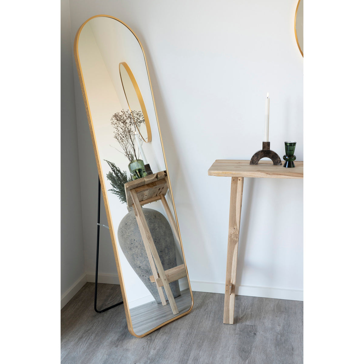 Tamme Standspiegel – Aluminium Messingoptik, 40 × 150 cm – Ansicht 3