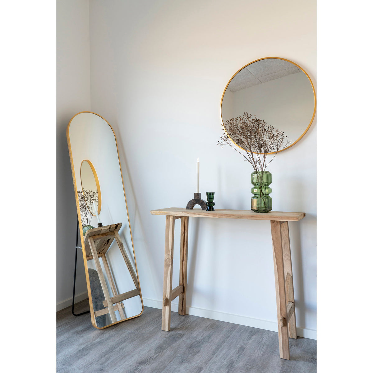 Tamme Standspiegel – Aluminium Messingoptik, 40 × 150 cm – Ansicht 5