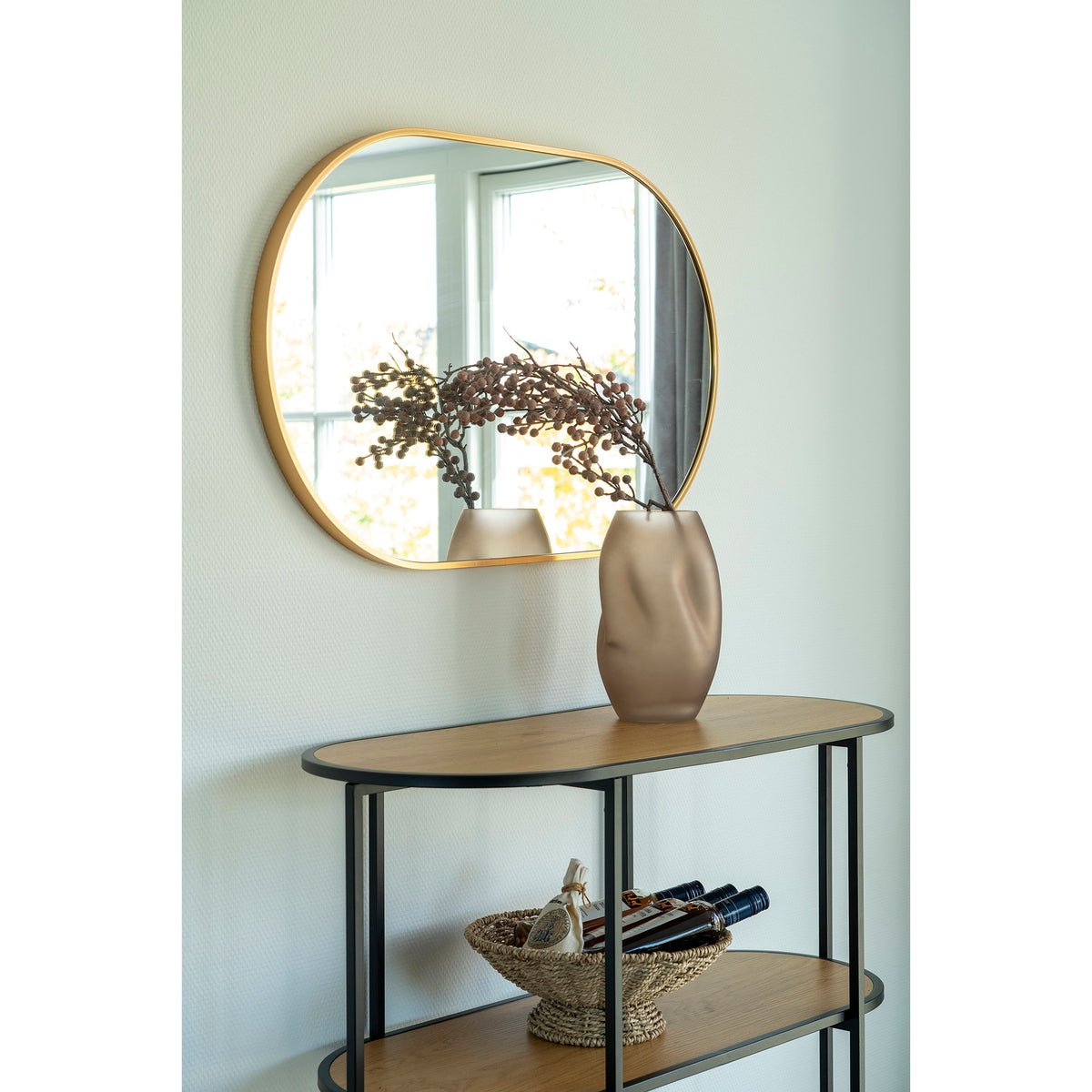 Tamme Wandspiegel – Aluminium Messingoptik, 50 × 80 cm – Ansicht 2
