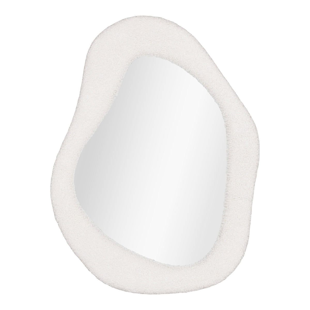Henny Wandspiegel – Teddystoff Weiß, 46,5 × 61 cm von Luiva Living