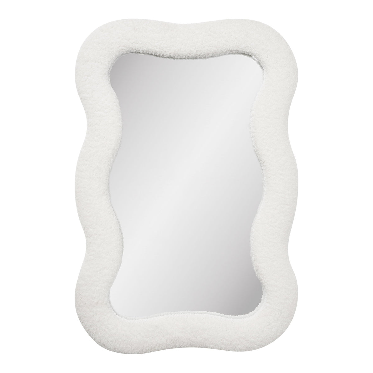 Rike Wandspiegel – Teddystoff Weiß, 80 × 54 cm von Luiva Living