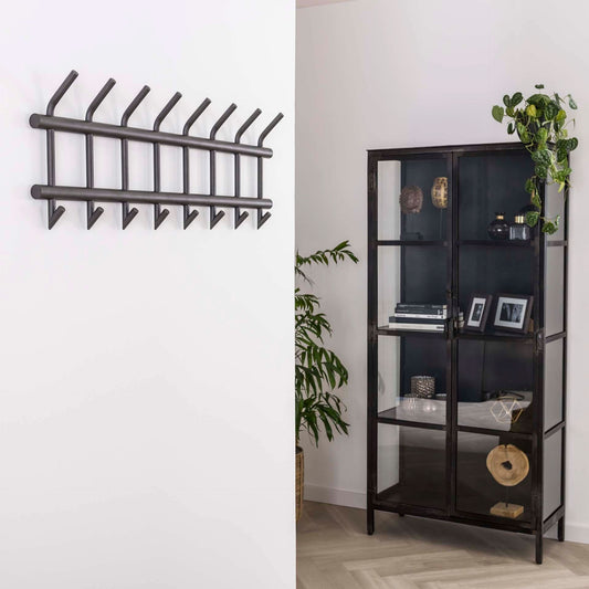 Garderobe mit 8 Haken breit in Rundrohr RVS