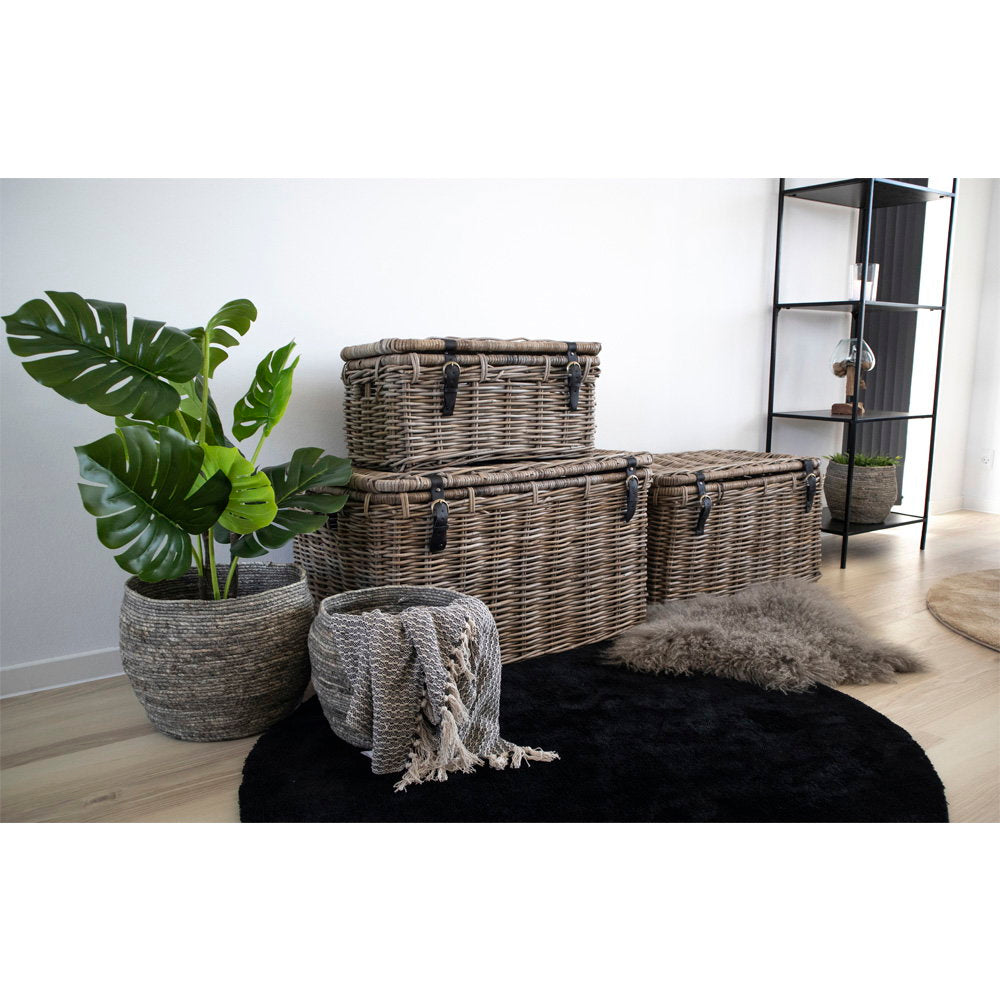 Uta Aufbewahrungstruhe 3er-Set – Kubu-Rattan Grau – Ansicht 5