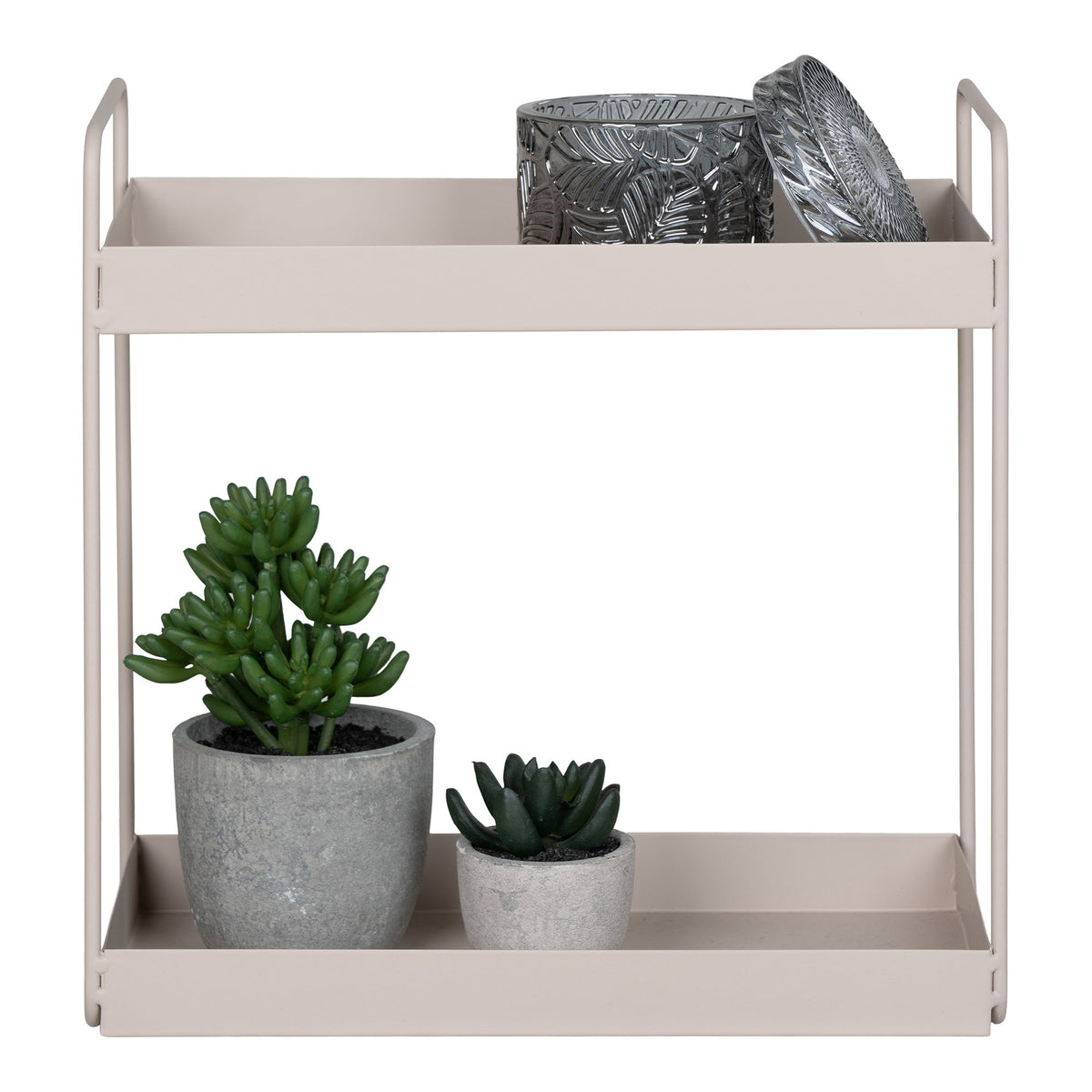 Aske Standregal mit 2 Ablagen – Stahl Sand, 30 × 15 × 31 cm – Ansicht 2