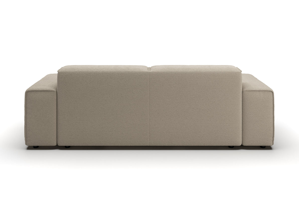 Lund 2,5-Sitzer-Sofa in Feincord Sand – Rückansicht
