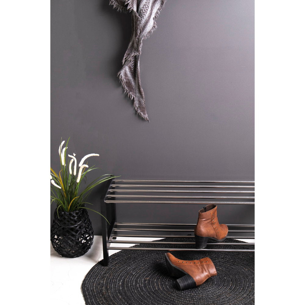 Elsa Schuhregal mit 2 Ablagen – Holz/Stahl Schwarz, 78 × 34 cm – Ansicht 7