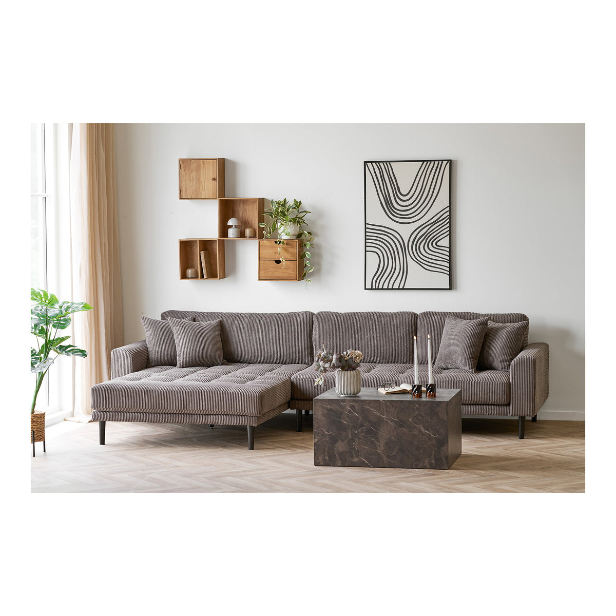 Alma Wandregal mit vertikalen Fächern – Eiche Natur, 30 × 18 × 30 cm – Ansicht 8