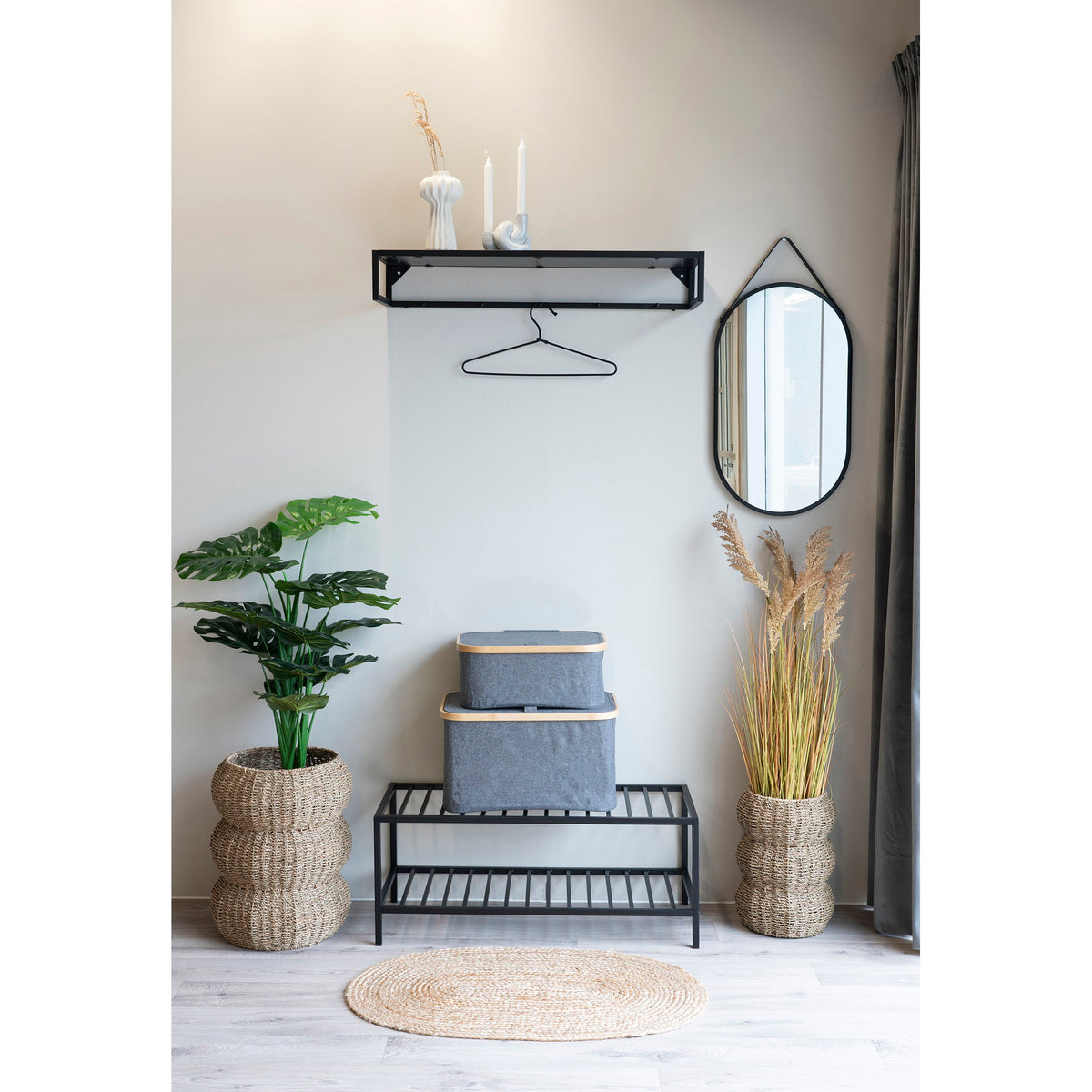 Sami Schuhregal mit 2 Ablagen – Stahl Schwarz, 79 × 34 cm – Ansicht 6