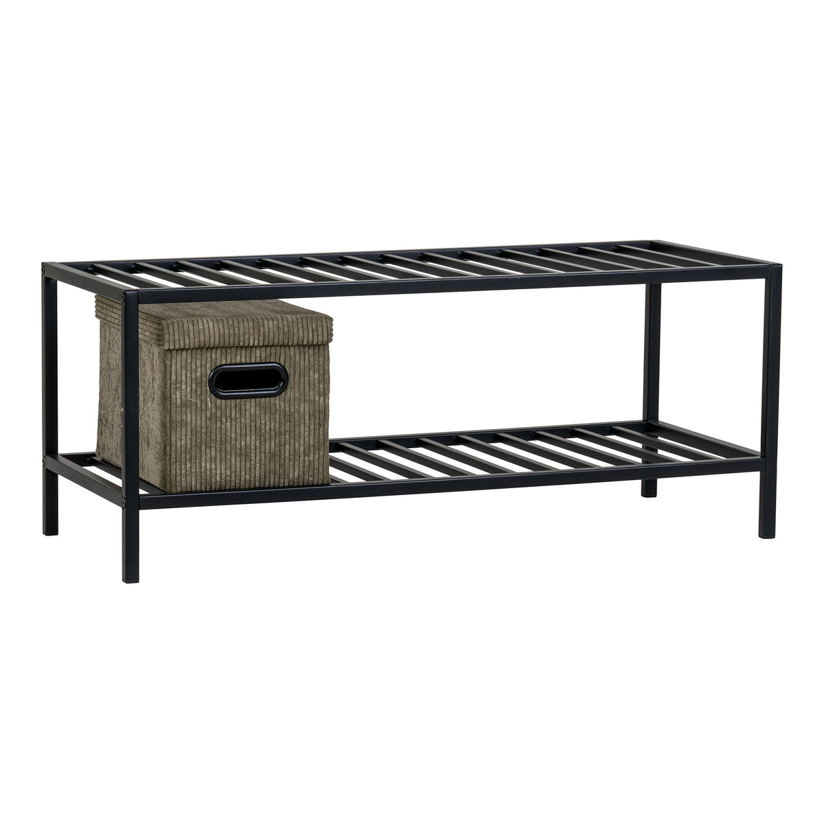 Sami Schuhregal mit 2 Ablagen – Stahl Schwarz, 79 × 34 cm – Ansicht 4