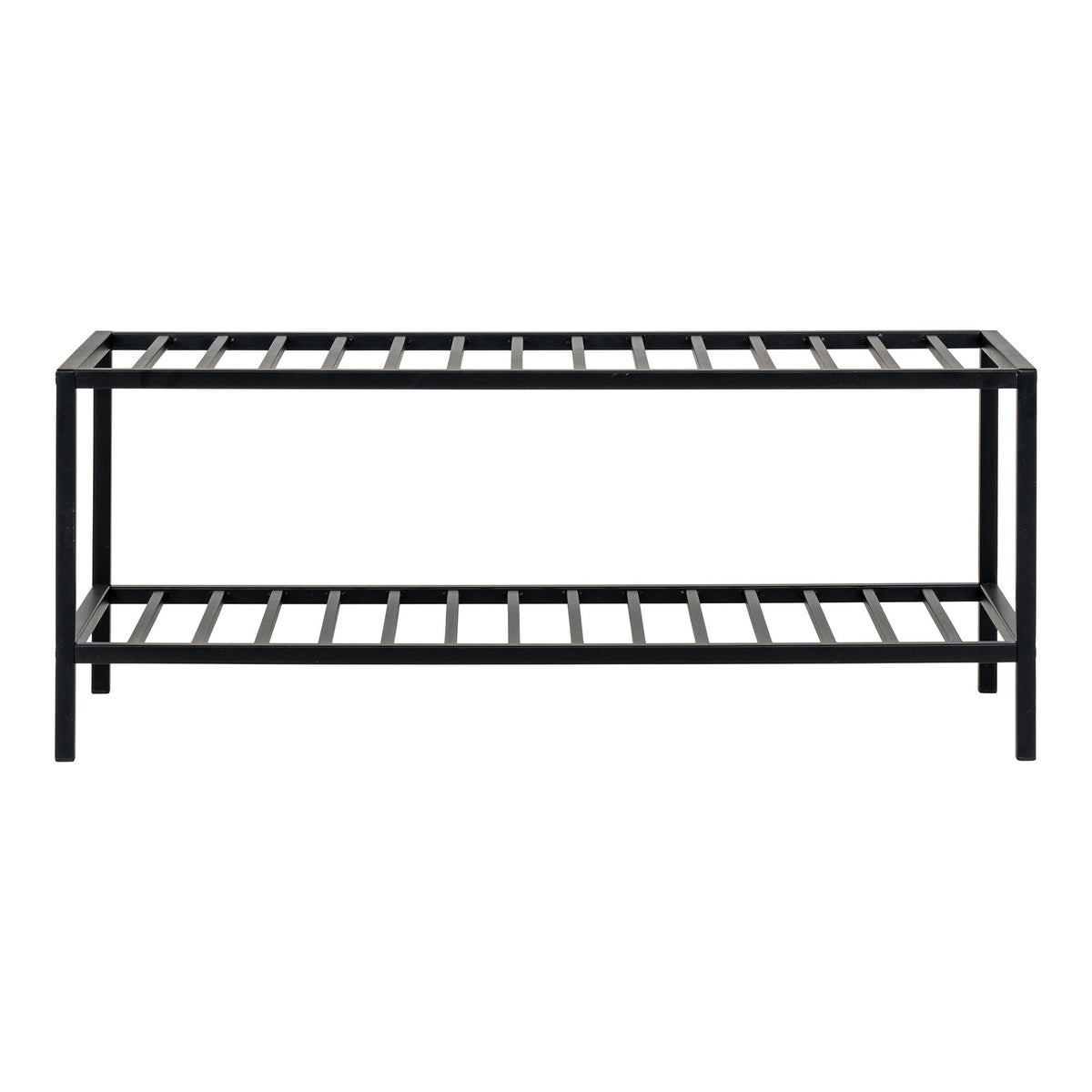 Sami Schuhregal mit 2 Ablagen – Stahl Schwarz, 79 × 34 cm von Luiva Living