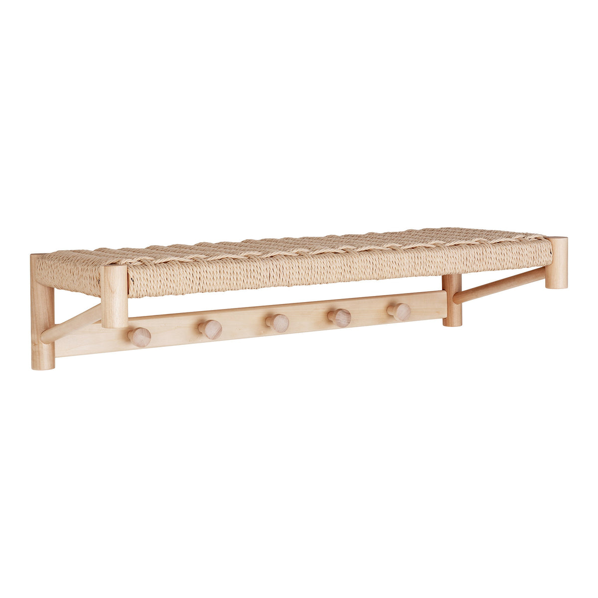 Yuki Hutablage – Pappelholz/Geflecht Natur, 78 × 31 cm von Luiva Living