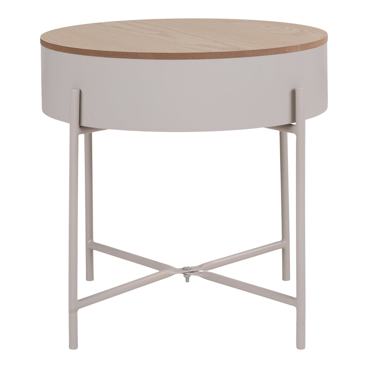 Mia Beistelltisch rund – Stahl Beige, Tischplatte Natur, ø 40 × 40 cm von Luiva Living