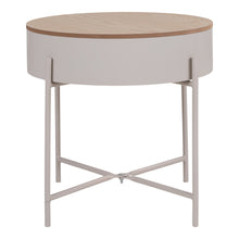 Mia Beistelltisch rund – Stahl Beige, Tischplatte Natur, ø 40 × 40 cm von Luiva Living