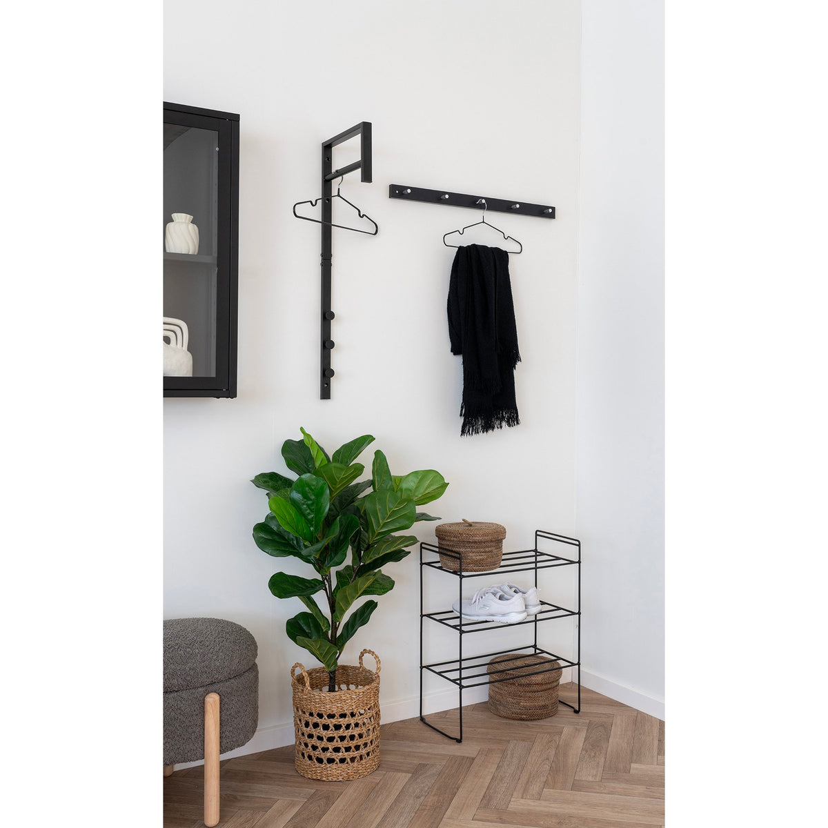 Hauke Schuhregal mit 3 Ablagen – Stahl Schwarz, 49,5 × 25 × 60 cm – Ansicht 5